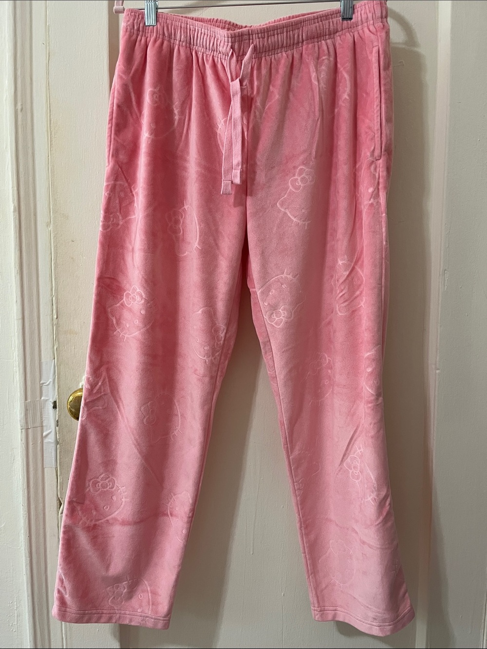 Hello Kitty Sanrio Pink Plush Lounge Pants - Soft Velour Size Medium